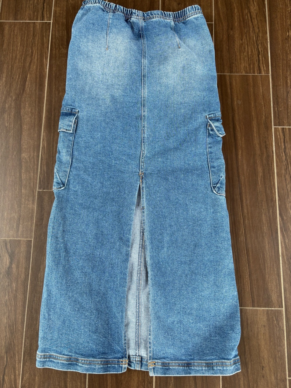 RE Generation Y2K Inspired Denim Maxi Skirt Utility Cargo Light Wash XS/S - Picture 4 of 7